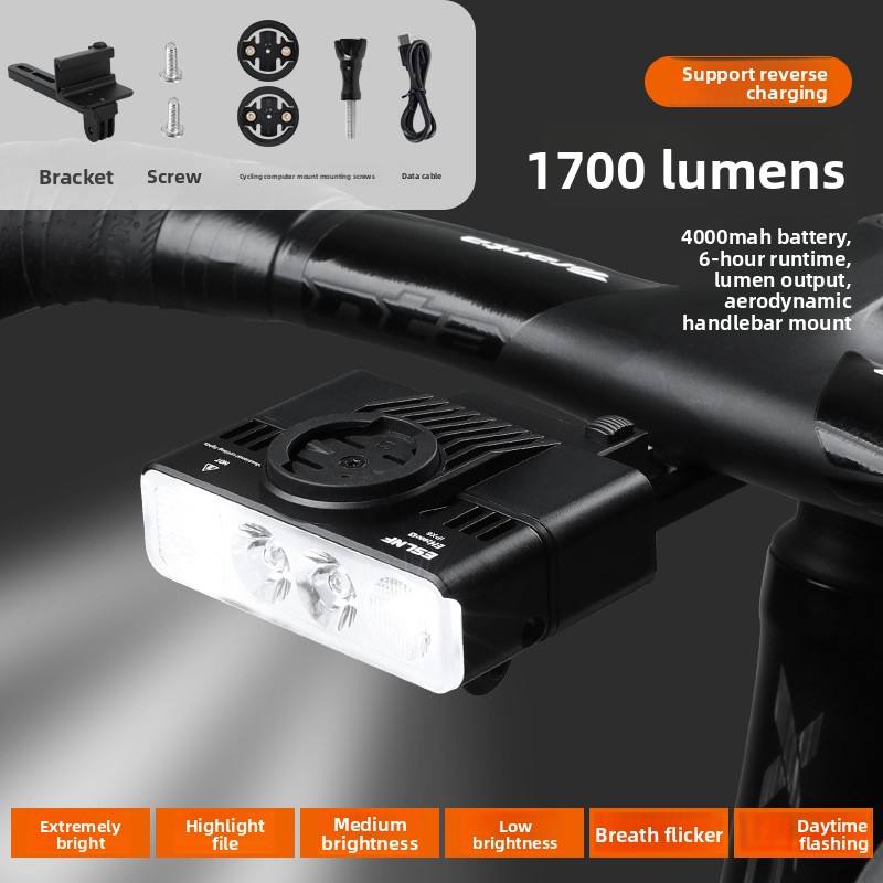 Black-1700 lumens for aero handlebar