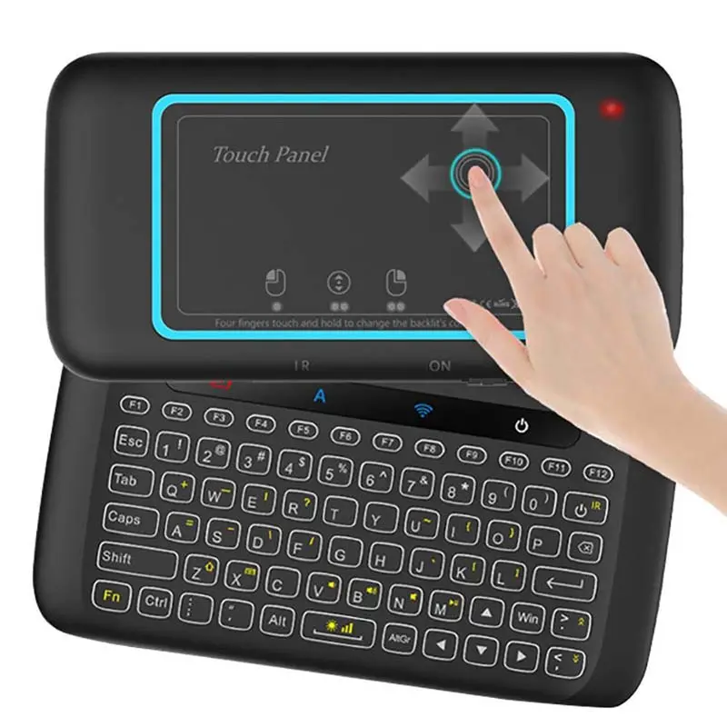 H20 Keyboard Mini Tanpa Kabel, Touchpad Air Mouse IR Kontrol Jarak Jauh Miring 2.4G untuk Android Box Smart TV Windows