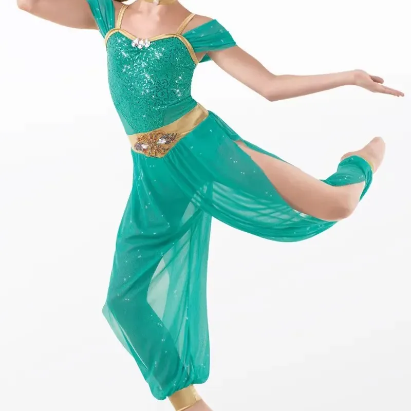 Vêtements exotiques Halloween Party Aladdin jasmine Costume Enfants Costume De Danse Enfants vêtements De Danse Arabie Princesse Fille Cosplay Costume