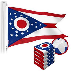 UD2 for G128 5 Pack <strong>Ohio</strong> OH for State Flag Custom 1x1.5 Ft StormFlyer Series Embroidered 220GSM Spun Polyester Design - Product Image 1
