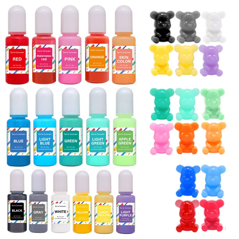 17 Couleurs Résine de Couleur Foncé Macarons Pigment DIY Kit Concentré UV Résine Colorant Résine Epoxy Pigment