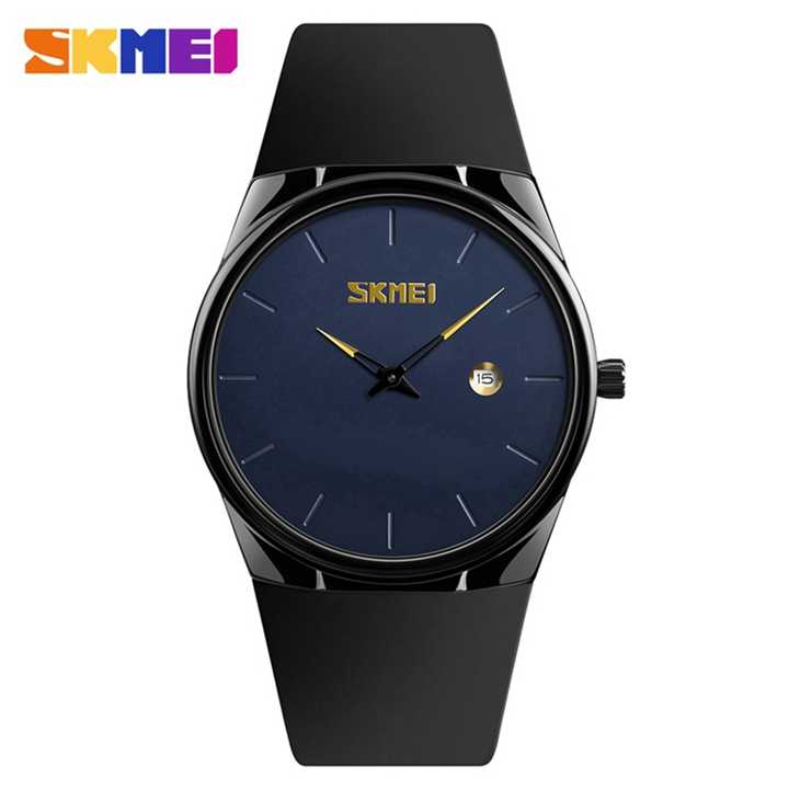 SKMEI 1509 Brand Quart Watch for Men Simple Fashion Style Date Pu Watchband Alloy Case Waterproof Male Wristwatch Orologio Uomo