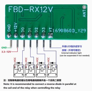 Taidacent 433Mhz Kit de transmisor y receptor RF inalámbrico DIY 12V Kit de módulo transceptor de Control remoto con relé de controlador