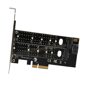 PCIe X4เป็นสอง M.2 B คีย์ M อะแดปเตอร์ NGFF PCI-E โฮสต์การ์ดขยายตัวควบคุมสำหรับ SATA หรือ NVMe SSD - Product Image 4