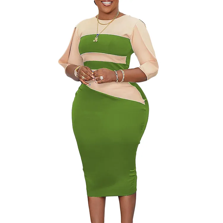 4 colori S-3XL 2023 ultimi abiti lunghi africani moda color block OL wear vestito aderente per le donne