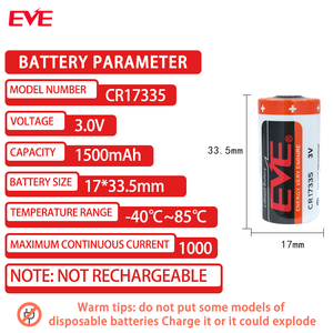 CR17335 3V 1500mAh batterie primarie al litio per rilevatore di fumo controllo industriale servocodificatore - Product Image 2