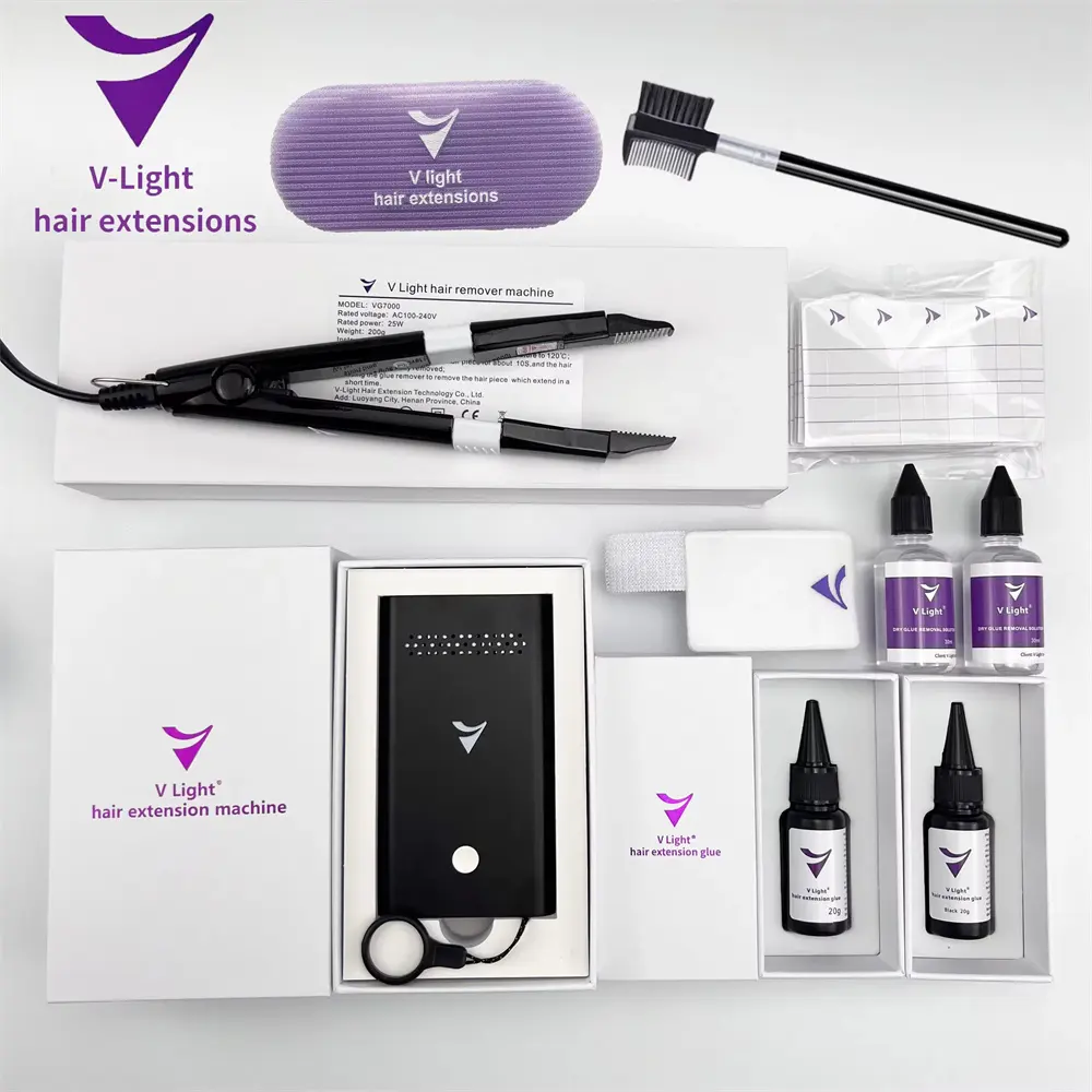 Venta caliente de fábrica pegamento de resina V Kit de máquina de extensión de cabello ligero V herramienta de luz V pegamento ligero herramientas de extensión de cabello