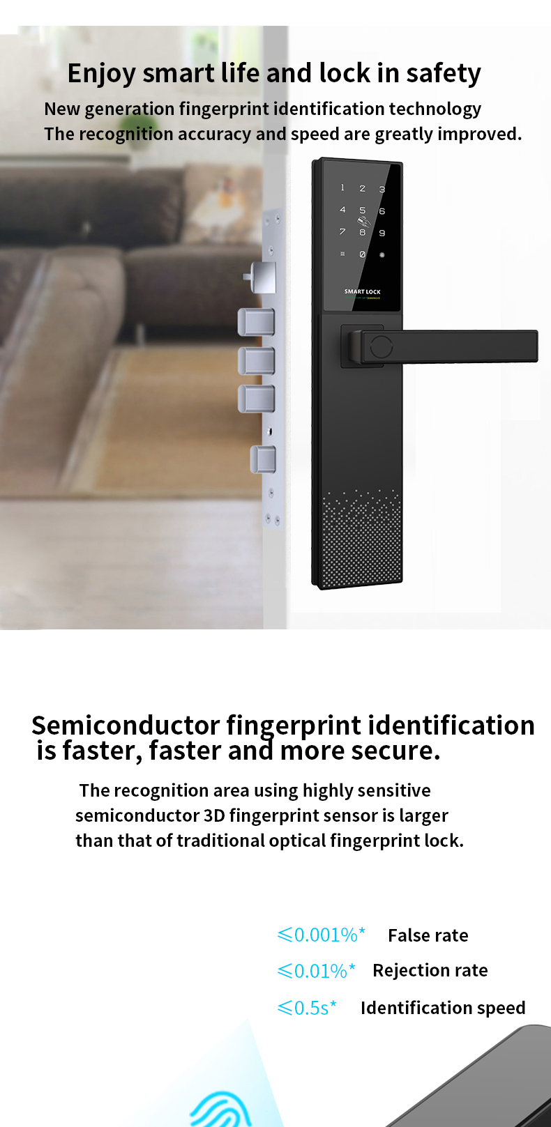 Intelligent door lock small program password lock key wiring-free smart key easy installation password fingerprint key door lock