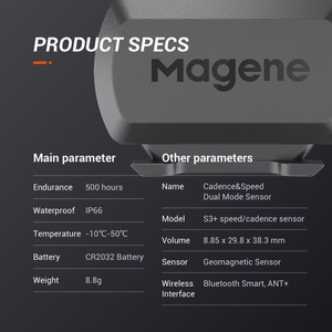 Magene S3 + Sensor de cadencia Sensor de velocidad Sensor de bicicleta de modo dual para ordenador de ciclismo personalizado OEM ABS 0,01 cronómetro inalámbrico - Product Image 3