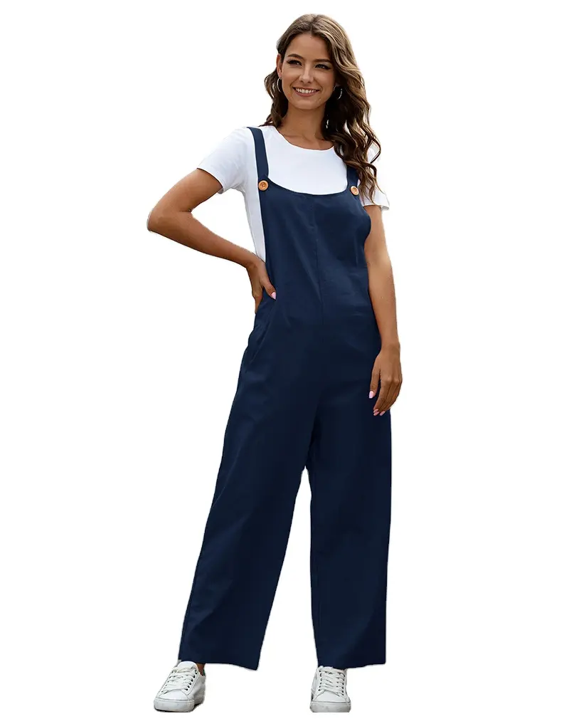 Dungarees Jumpsuits महिलाओं पैंट चौग़ा Romper अन्त: पुर सनी व्यापक पैर Strapless विंटेज कपास Jumpsuits