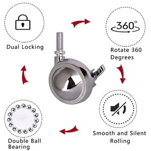 Großhandel Bett Computer Stuhl Teppich Universal Rollen Stiel Dreh möbel Lenkrad Zink legierung Rollen Rad - Product Image 2