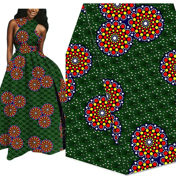 Tela de algodón puro con estampado de cera para ropa, tejido de estilo africano nacional, 2022