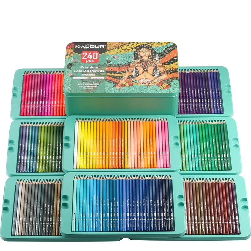 Lápiz de color profesional de 240 colores de gran oferta en caja de lata con alta calidad para bocetos y dibujos de artistas