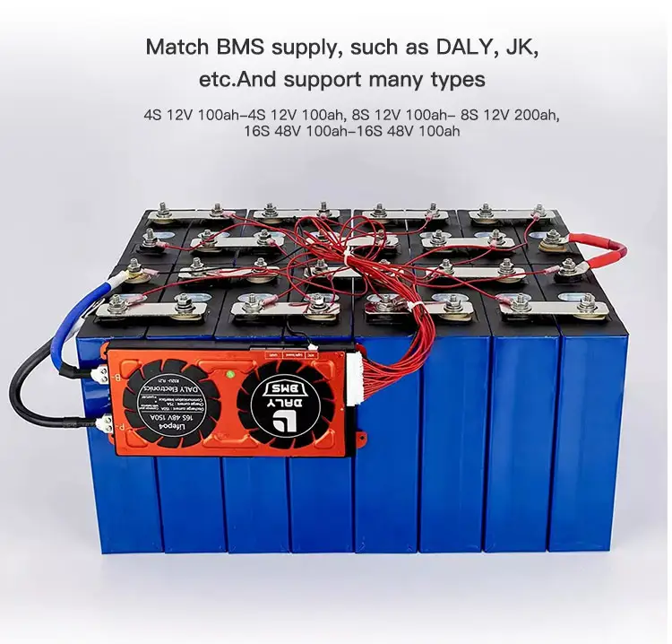 16 Stuks 3.2V 280ah 230ah 100ah Ev 280K Lifepo4 Prismatische Batterij Diepe Cycli Lithium-Ion Batterijcellen 12V 24V 48V
