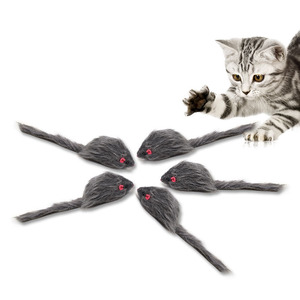 毛绒鼠猫玩具白色和灰色含沙互动玩具 - Product Image 3