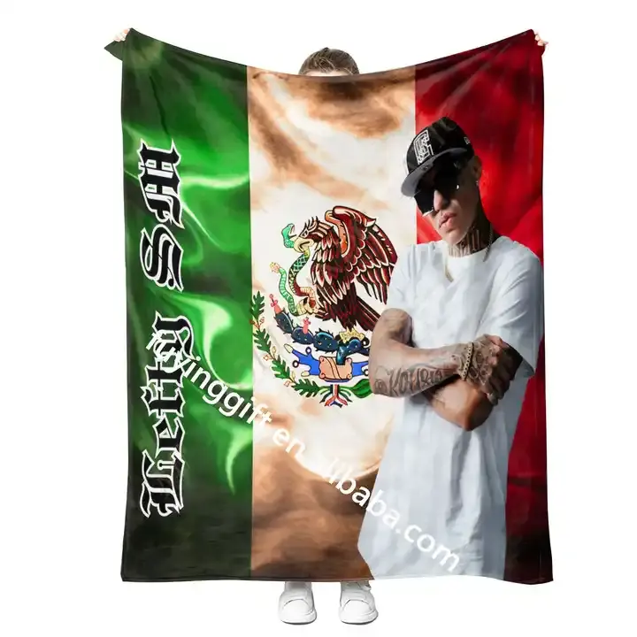2024 personalizado Venta caliente logotipo personalizado rapero mexicano Lefty SM Julion Alvarez manta de lana de franela súper suave