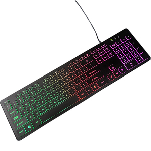 Popular personalizado Cable de juego de retroiluminación LED RGB teclado ordenador multimedia PC teclado para los jugadores de la Oficina