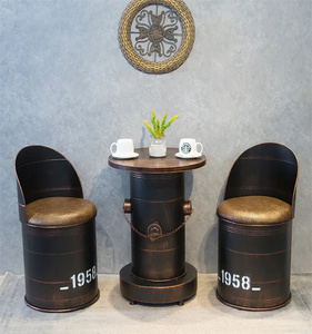 复古酒吧运动餐厅设计木制高度柜台凳子吧台单元家具套装 - Product Image 2