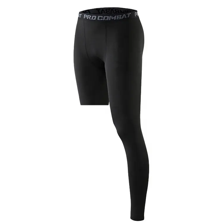 OEM ODM services skin men active compression gym pants fitness elastic black tight one leg leggings custom logo