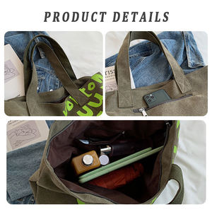 Biểu Tượng Tùy Chỉnh Thân Thiện Với Môi Quá Khổ Canvas Tote Túi Với Bông Xử Lý Tái Sử Dụng Bãi Biển Siêu Thị Sử Dụng Có Chữ Mô Hình - Product Image 3