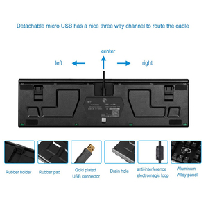Teclado mecánico con cable led para gaming, dispositivo retroiluminado RGB personalizado de alta calidad con 104 teclas - Product Image 5
