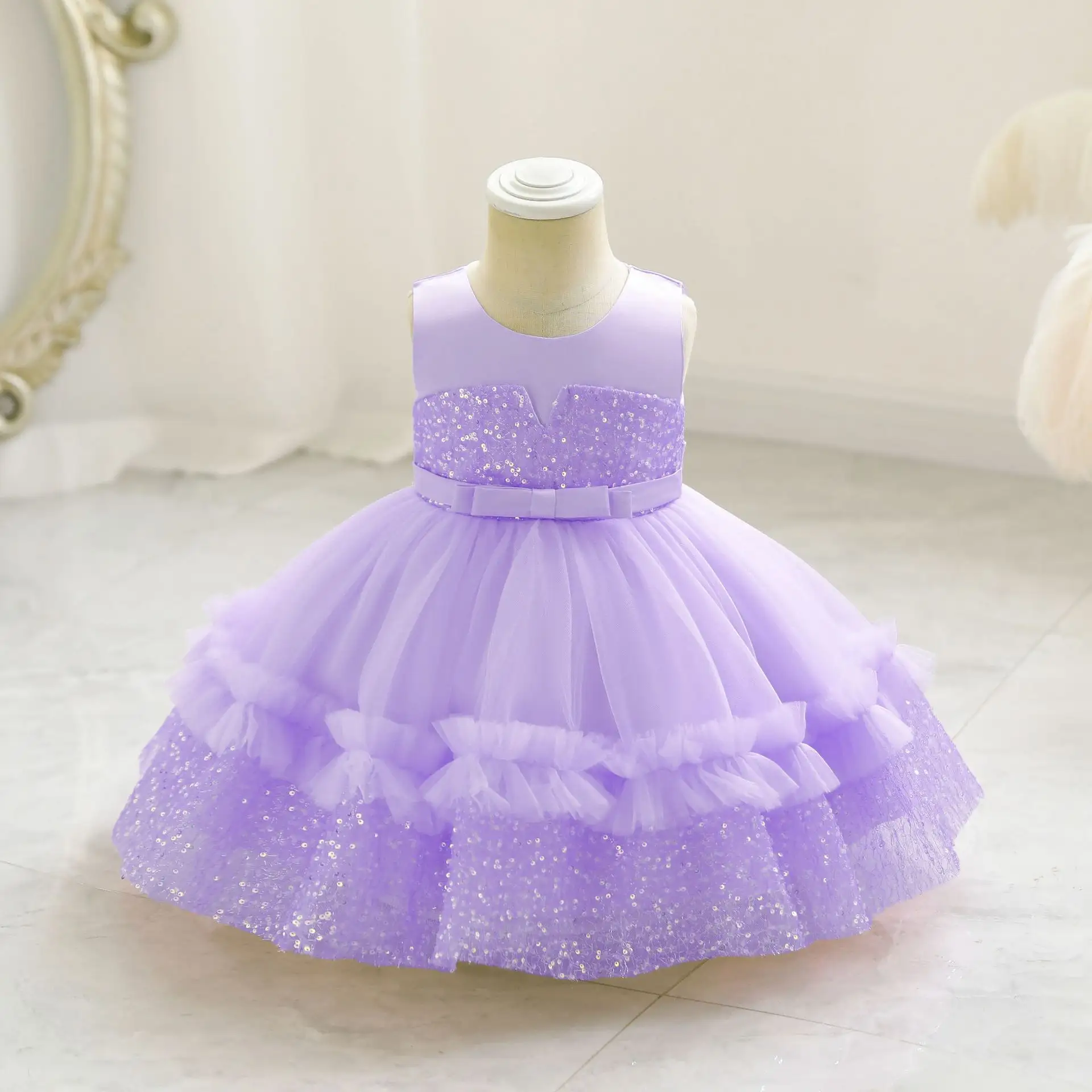 Bebê Meninas Casamento Vestido Formal Natal Princesa Crianças Lantejoula Malha Tutu Vestido 1-4 Ano Velho Meninas Vestido De Aniversário Para Festa