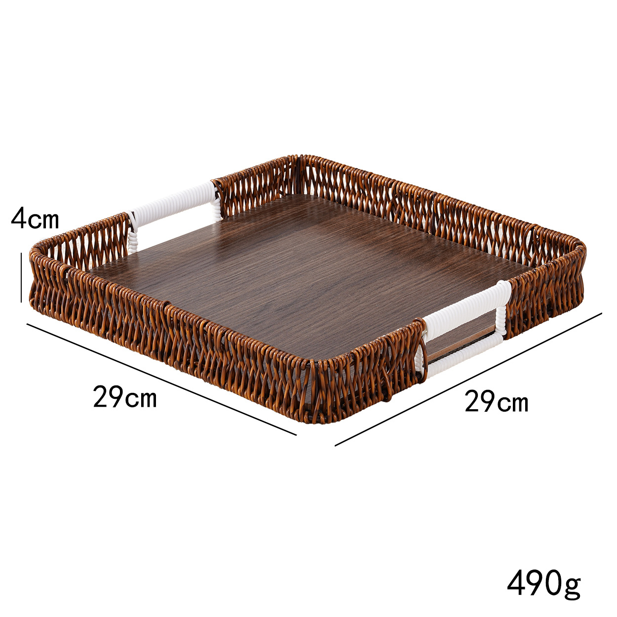 Bandeja de madera cuadrada de color intenso - 29*29*4cm