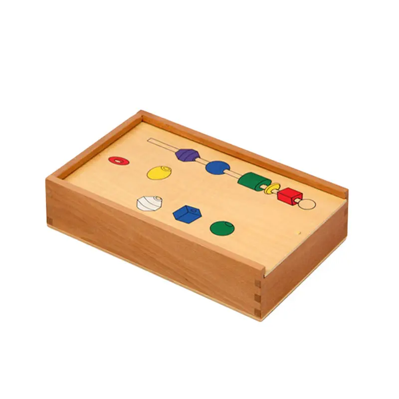 Se044 (nx) três formas seis cores contas de madeira, jogo para crianças, brinquedos de madeira montessori, brinquedo educativo