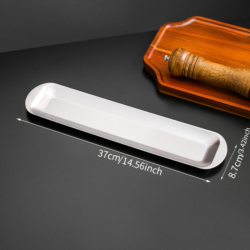 Large silver stainless steel long tray