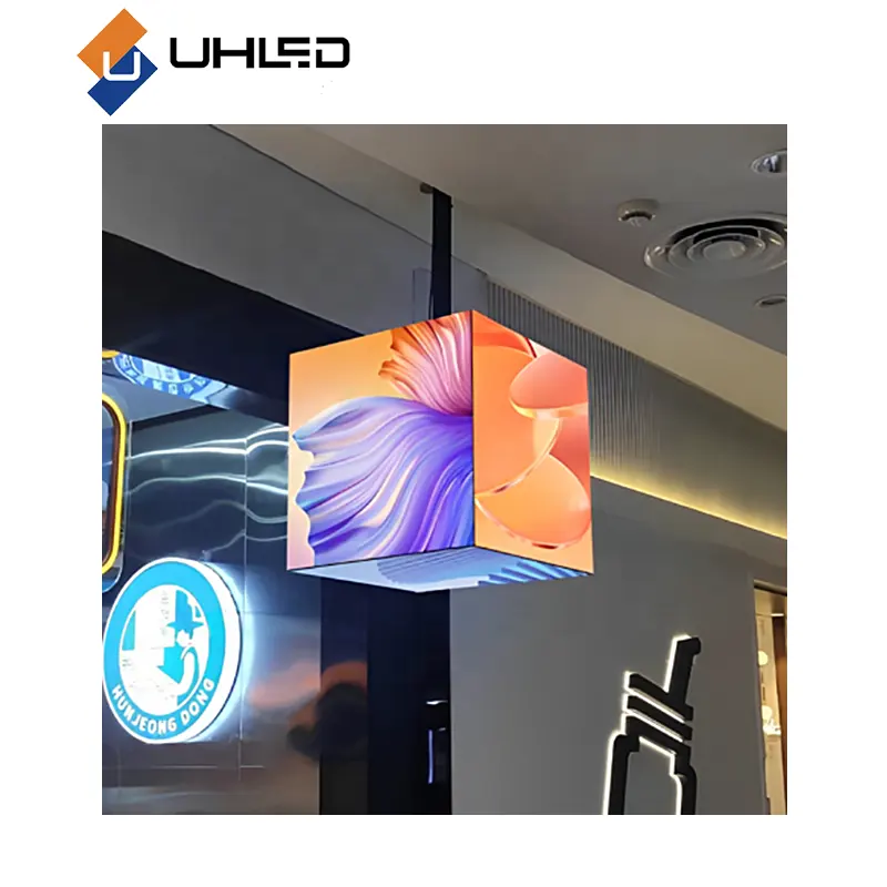 Venda imperdível UHLED produto de teto para instalação de loja, logotipo de publicidade em shopping, cubo mágico para uso interno e externo, tela de exibição com 4G e wi-fi