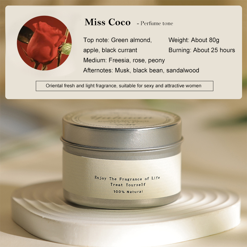 Diffuseur de boîte en fer argenté/Miss Coco Wax 80g