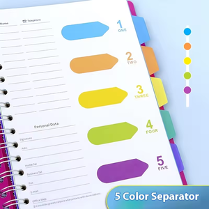 Cuaderno personal A5, 5 temas con divisores de página y pestañas de índice, cuaderno espiral encuadernado con alambre, cuaderno escolar para adolescentes, cuaderno multisujeto