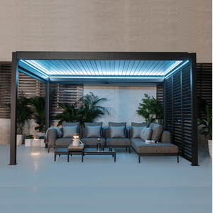 Sassanid Outdoor <strong>Patio</strong> Garden Skypergs <strong>Plus</strong> Pergola With Double Louvers With LED Lights for Outside - Product Image 1