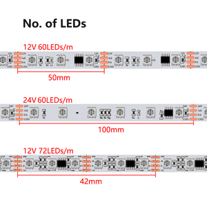 5 м DMX512 светодиодная полноцветная Гибкая Пиксельная световая лента SMD 5050 RGB внешняя IC UCS512B3 непрерывная точка постоянного тока 12 В 24 в 60 72 светодиода/м - Product Image 3