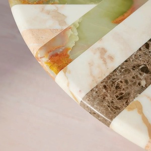 Benzersiz tasarım el yapımı daire projesi doğal taş çok renkli mermer kakma yuvarlak şekil küçük masa oturma odası - Product Image 6