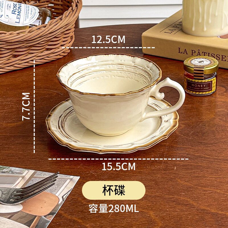 Kiln-fired Roman Coffee Cup and Saucer Set