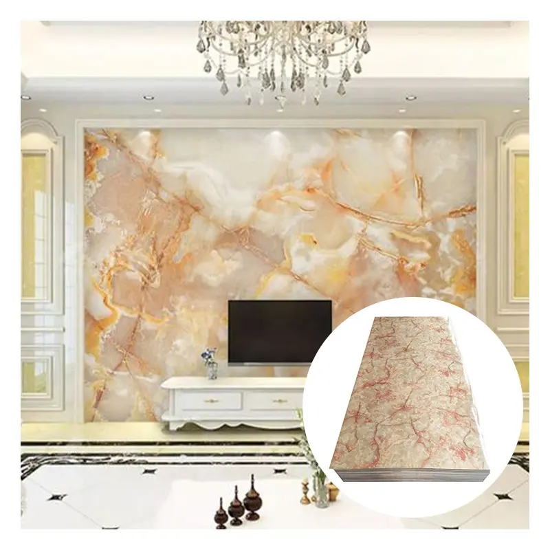 Alta Brilhante UV PVC-Marble-Sheet Folha UV para Decoração Interior Wall