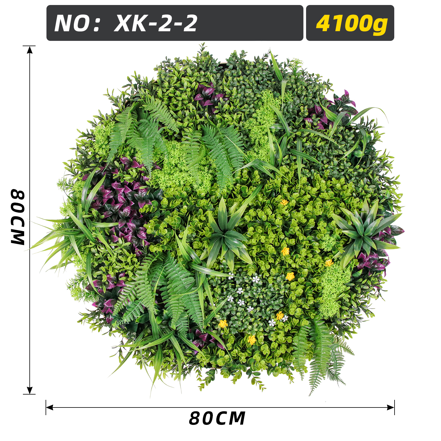 Round Mixed Fern Purple Floral Artificial Green Wall Disc