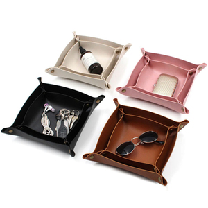 Đơn giản và giá rẻ PU da lưu trữ khay trang trí bàn khay Vanity catchall Khay bàn tổ chức cho các phím & điều khiển từ xa - Product Image 1