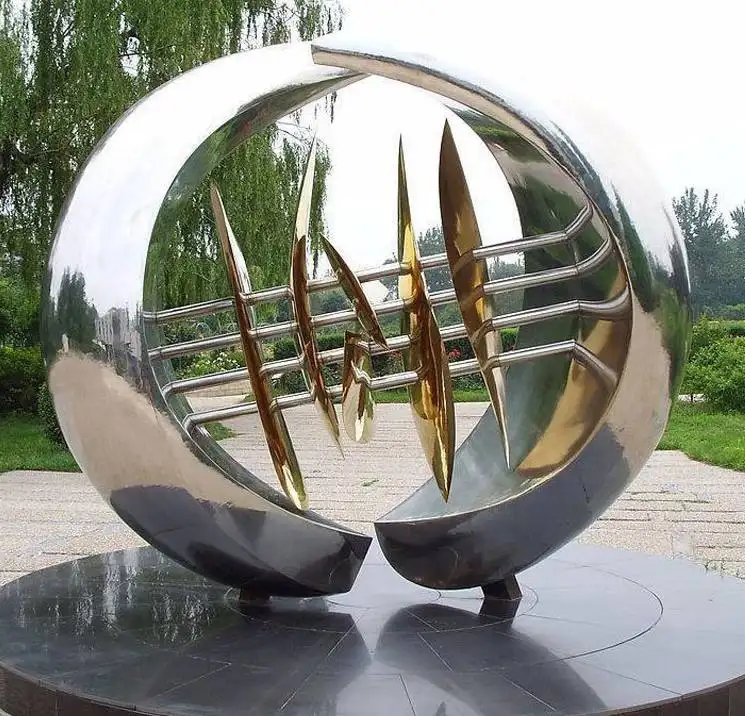 Fabrika outlet açık bahçe parkı dekorasyon büyük Metal özel paslanmaz çelik heykel
