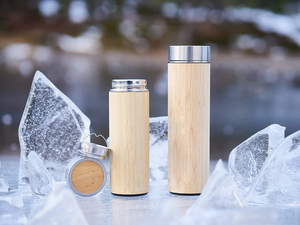 Đôi Tường Sinh Thái Thân Thiện Với Chất Lượng Tốt Nhất Tre Bìa Cách Điện Chai Nước Chân Không Bình Trà Infuser Cốc Cốc Cốc Thép Không Gỉ - Product Image 5