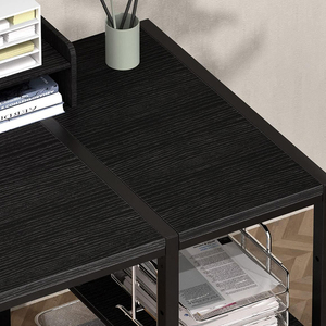 Escritorio de ordenador negro madera precio competitivo buena calidad con estantes y 2 cajones mesa de ordenador multifuncional esquina