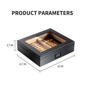 VANACE New Zealand XXL Adjustable <strong>Humidity</strong> Case Humidifier Rectangle Box Glass Wooden Cigar Humidor - Product Image 4