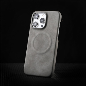 シンプルビジネススタイル純粋なカラーレザー電話ケース磁気ワイヤレス充電iPhone 12 13 13 14 15 16 Pro Max耐衝撃性カバー - Product Image 3