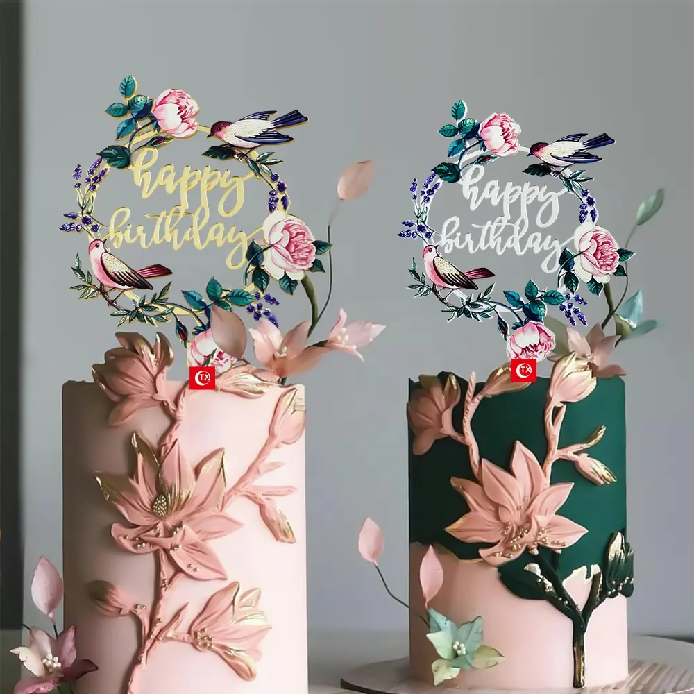 Adornos acrílicos para Tartas, pinturas en 3d, decoración para tartas de feliz cumpleaños, decoración para fiestas