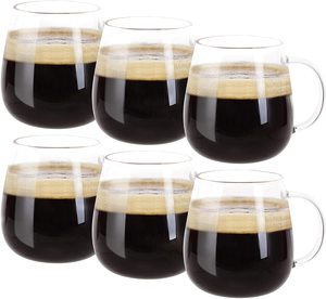 6件套手工制作现代时尚透明硼硅酸盐玻璃咖啡杯带手柄 - Product Image 1