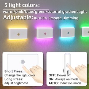 OEM/ODM современный RGB датчик ночного света Умный перезаряжаемый светодиодный светильник обнаружения движения Пользовательский логотип цвета ROHS Сертифицированный белый оттенок - Product Image 2