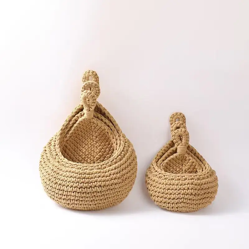 Hanging Wall Vegetable Fruit Basket Handwoven Plant Organizer Decor for Kitchen