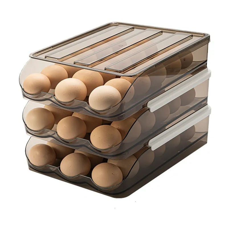 18 מחסניות מגירות אוטומטית מחזיק ביצה רב-שכבתית מטבח ביצית אחסון ביצה מגש למקרר