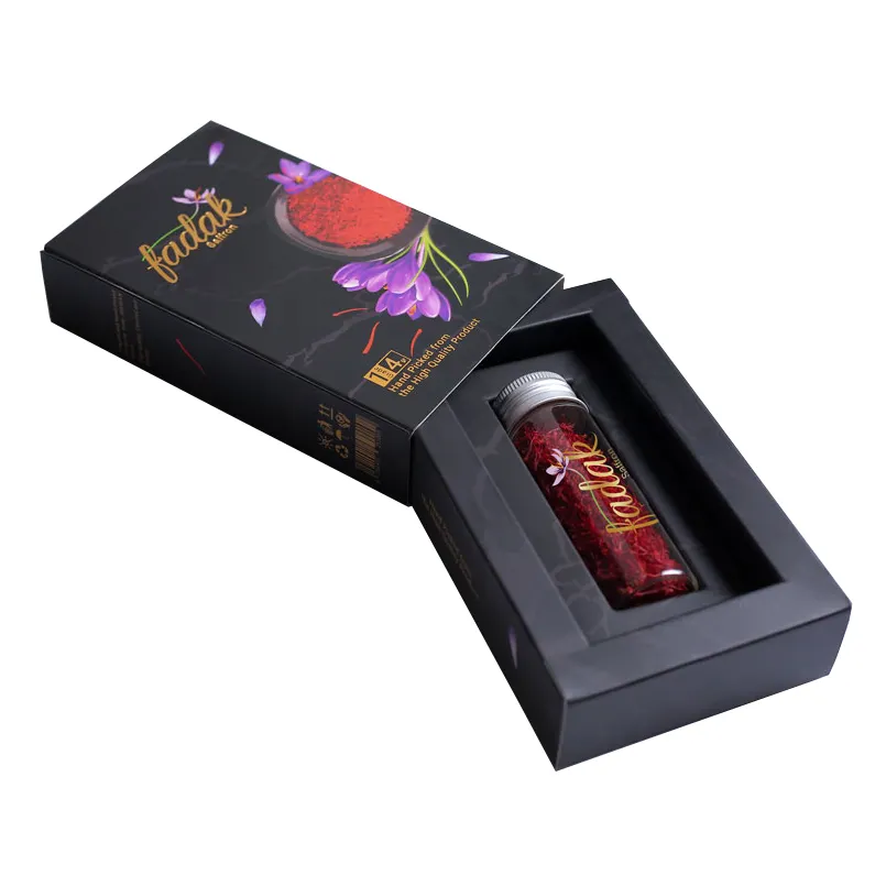 Custom Luxury Spice Kesar Saffron Jar Packing Gift Box Safran Zafran Saffron Bottle Packaging Box For Super Negin Saffron